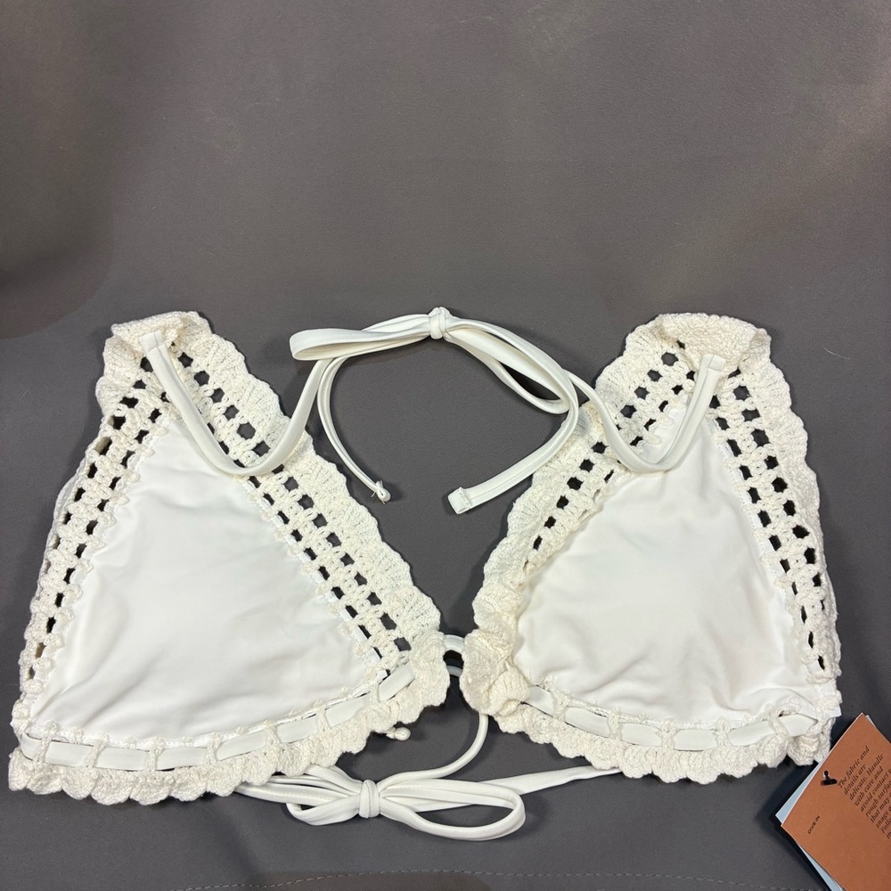 Shade & Shore White Crochet Bikini Top